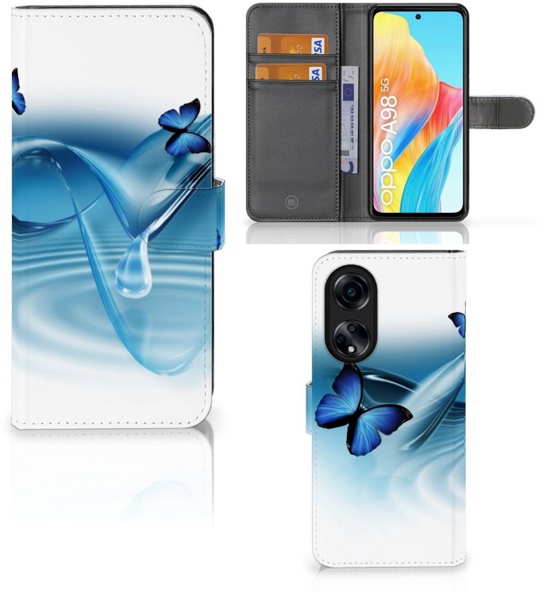 OPPO A98 5G Telefoonhoesje met Pasjes Vlinders