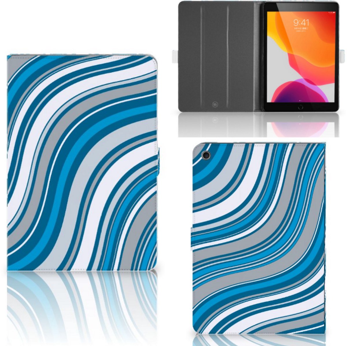 iPad 10.2 2019 | iPad 10.2 2020 | 10.2 2021 Tablet Hoes Waves Blue