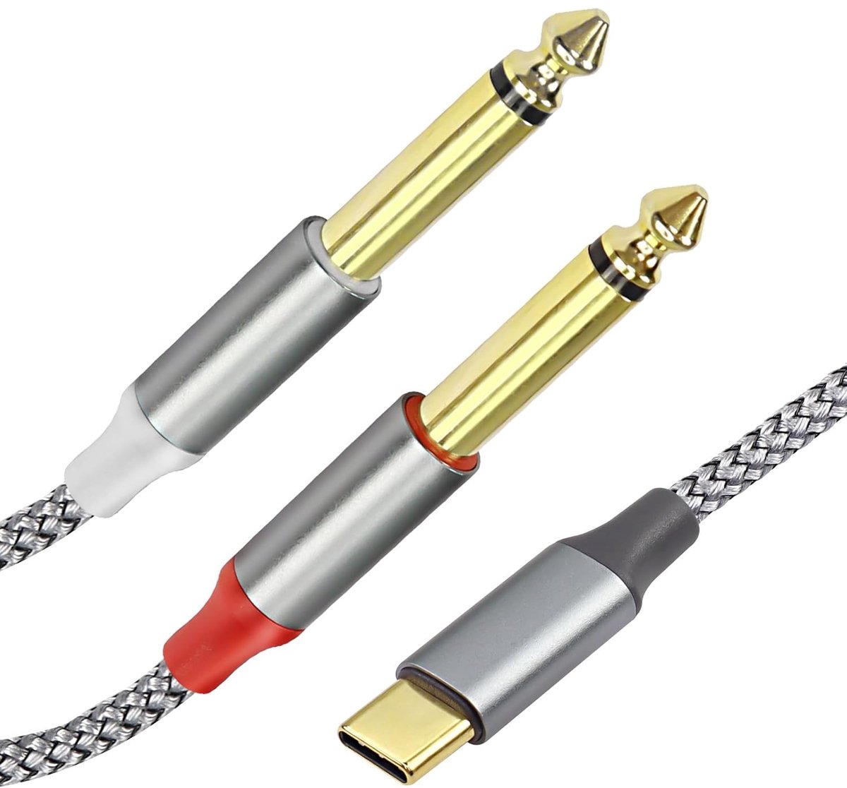 USB C naar 6,35 mm Audiokabel - Type C naar Dual 1/4 Inch TS Y-Splitter - 2 m