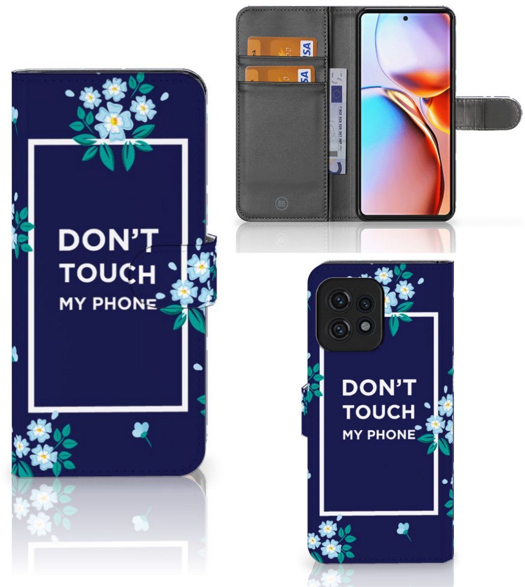Motorola Edge 40 Pro Portemonnee Hoesje Flowers Blue DTMP