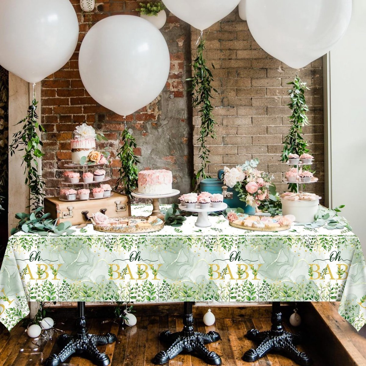 4 Stuks Saliegroen Tafelkleden voor Babyshower en Verjaardagsfeest - 220 cm x 130 cm