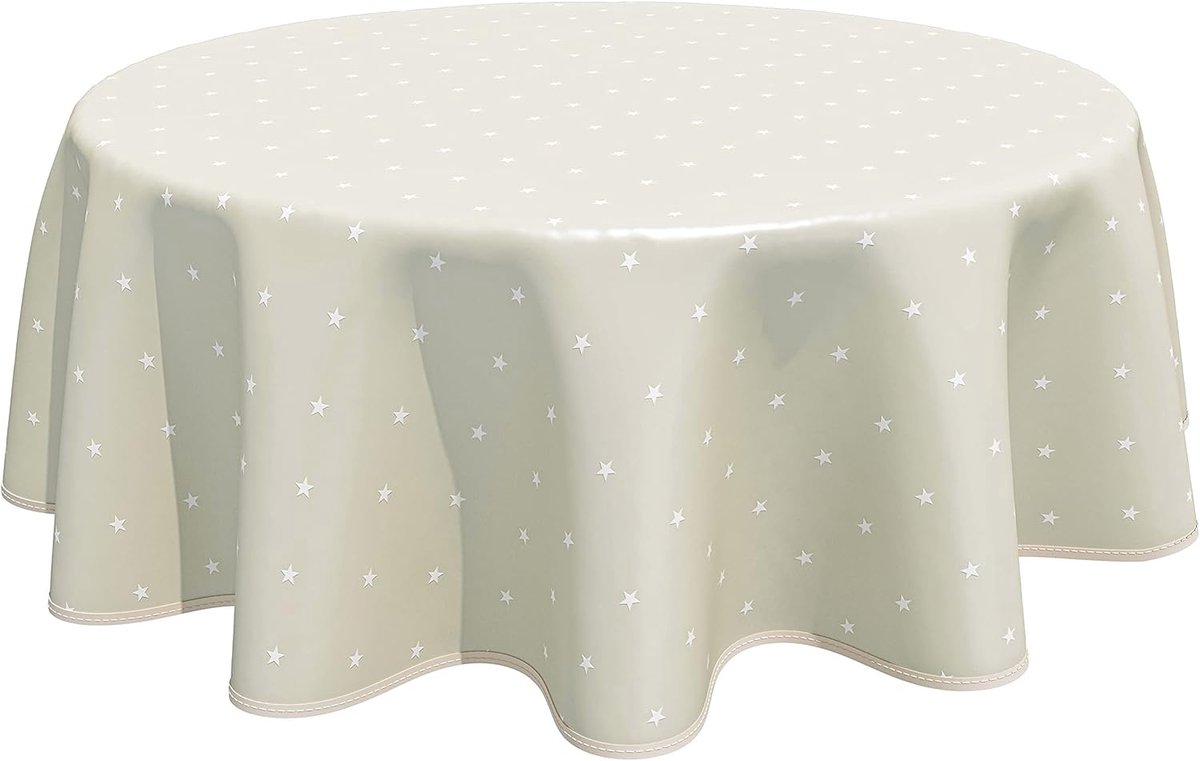Rond PVC Tafelkleed 160 cm met Sterren - Saliegroen