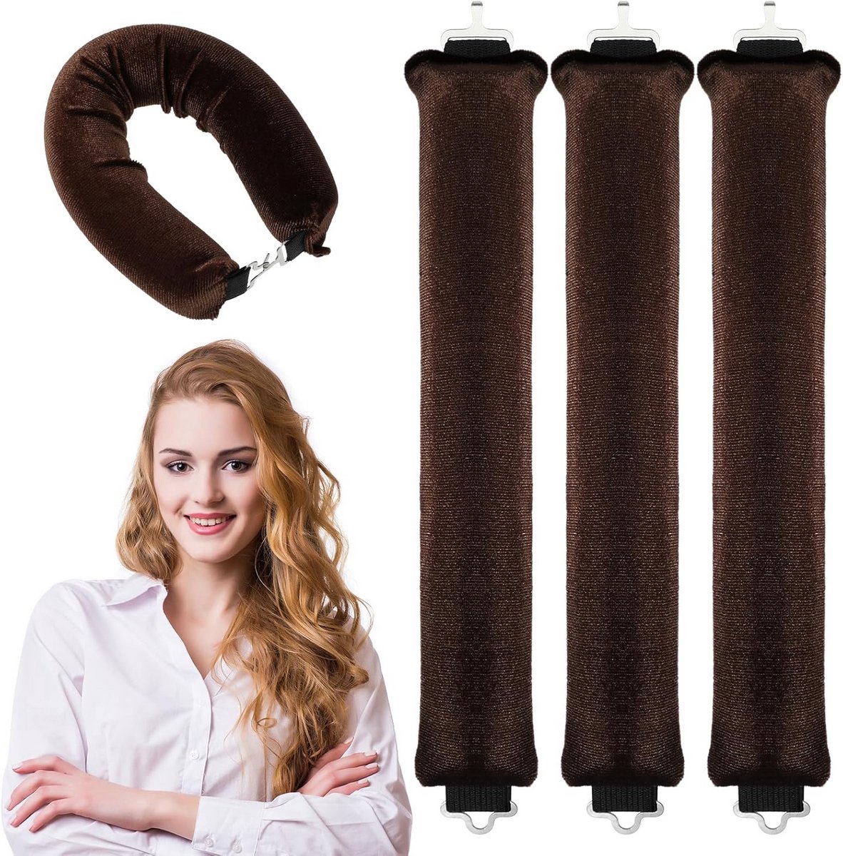 Hitteloze haarkrulspelden - 3 Flexibele Haarrollen voor Perfecte Krullen zonder Warmte