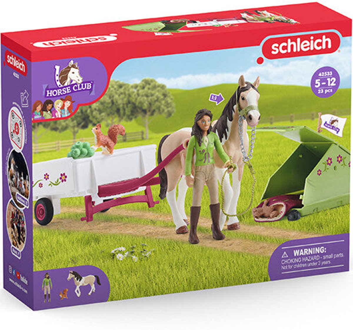 schleich HORSE CLUB Speelfigurenset - Sarah's Kampeeruitstapje - Kinderspeelgoed voor Jongens en Meisjes - 5 tot 12 jaar - 12 Onderdelen - 42533 — afbeelding 9