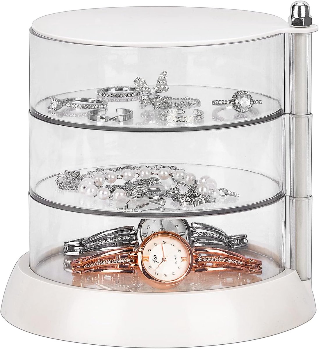 Stapelbare Juwelen Organizer - 3 Laags Acryl Sieraden Bewaarbox Met 360° Rotatie