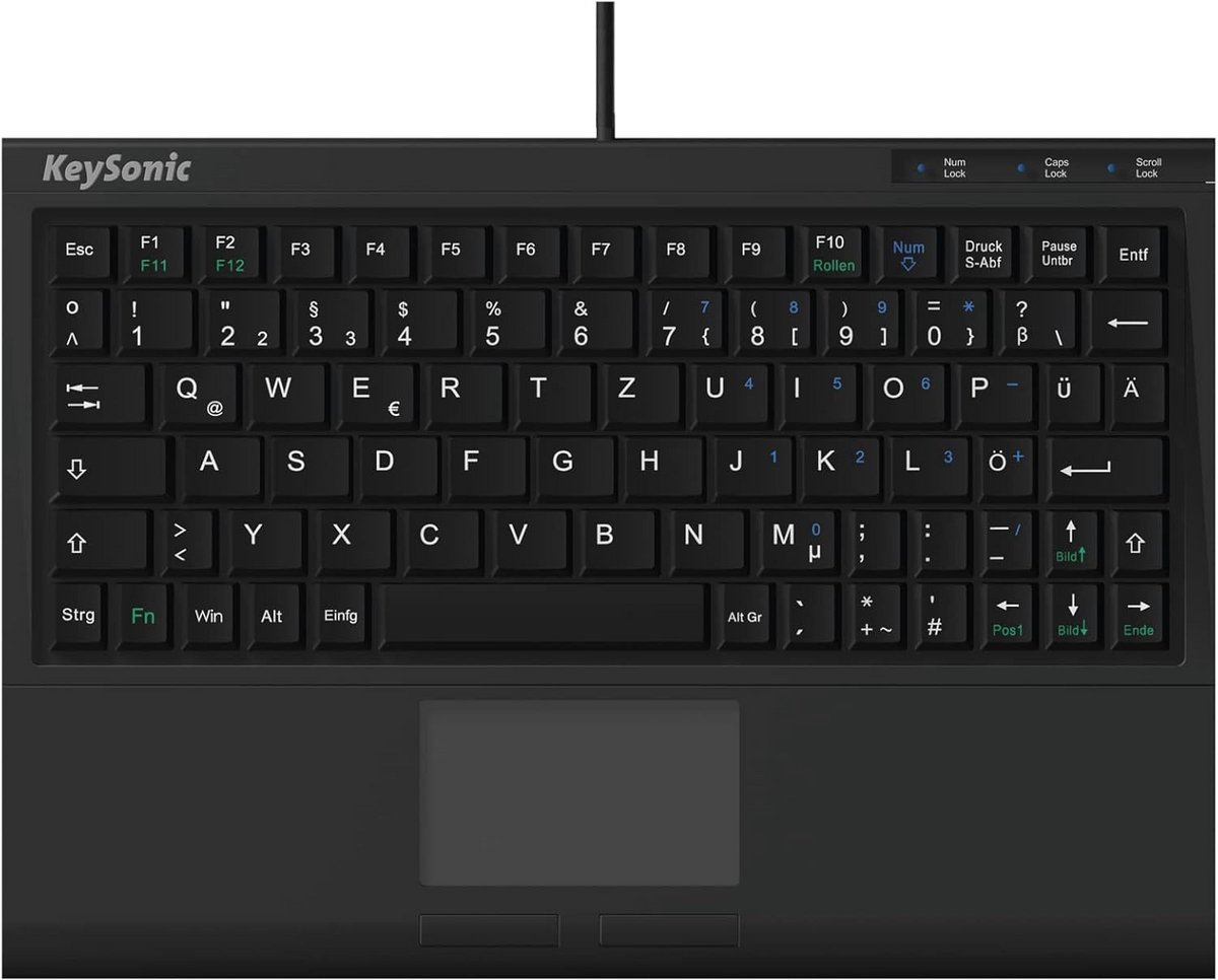 Mini Toetsenbord met Touchpad en USB-Kabel 2m - Compact en Ergonomisch