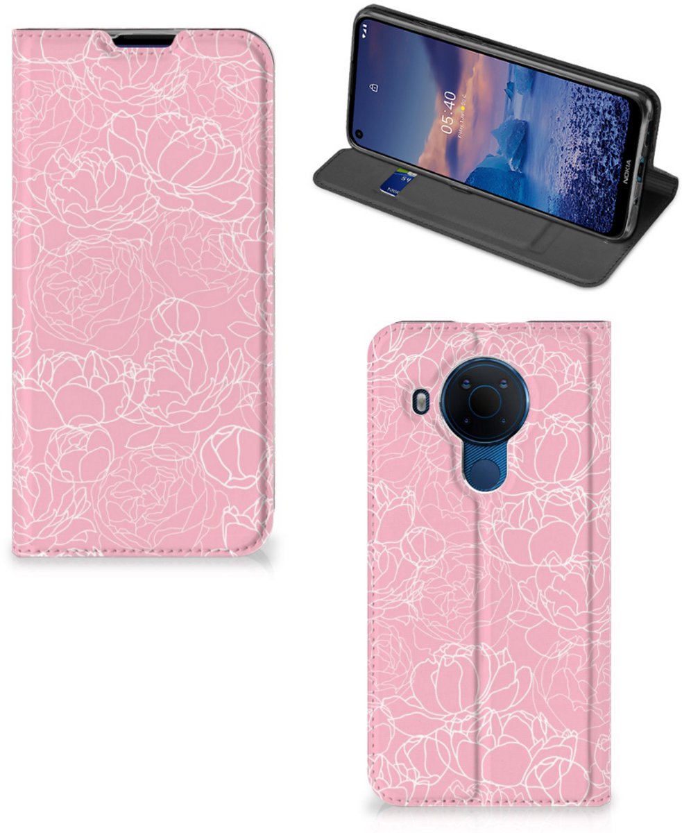 Nokia 5.4 Smart Cover White Flowers