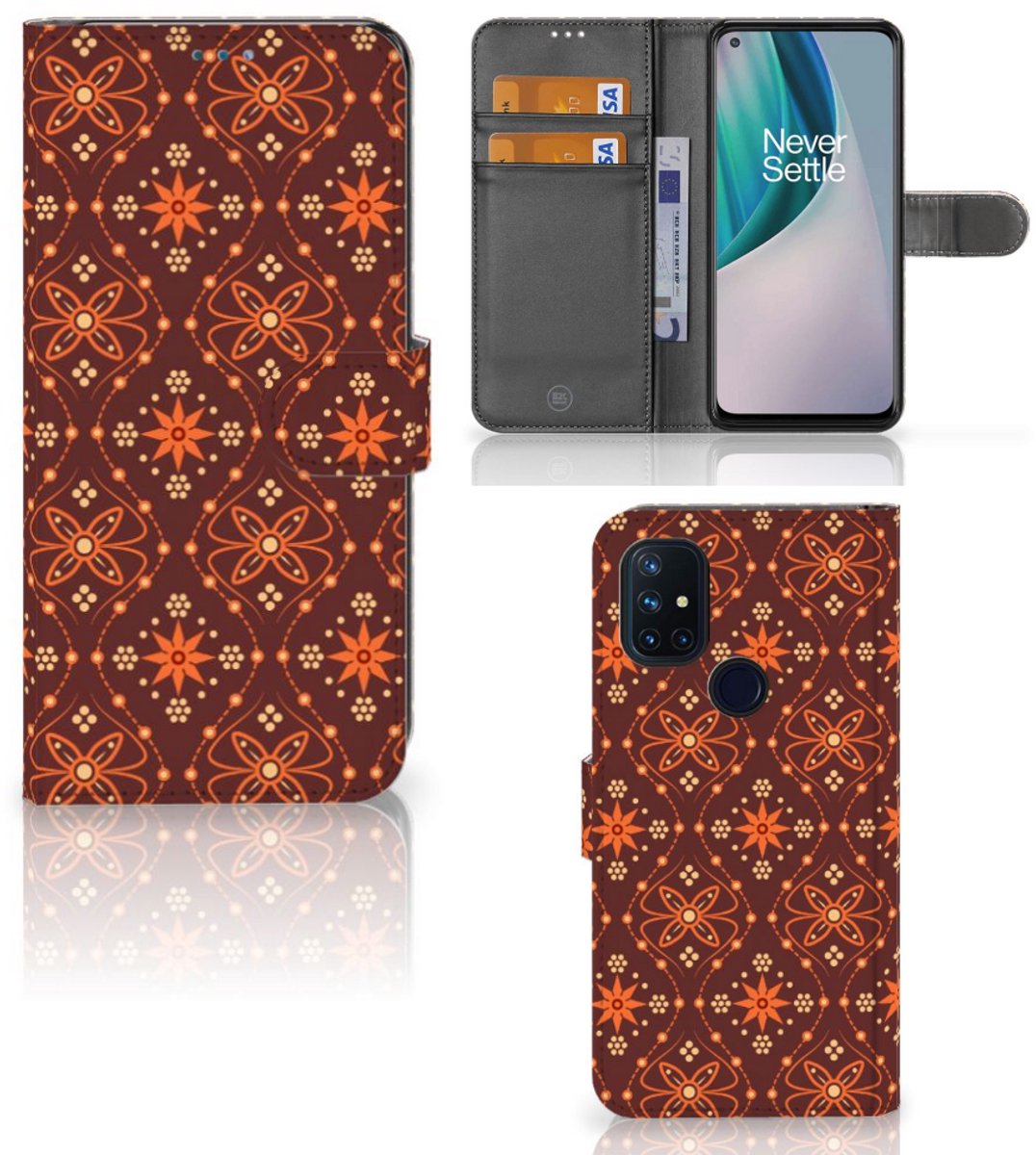 OnePlus Nord N10 Telefoon Hoesje Batik Brown