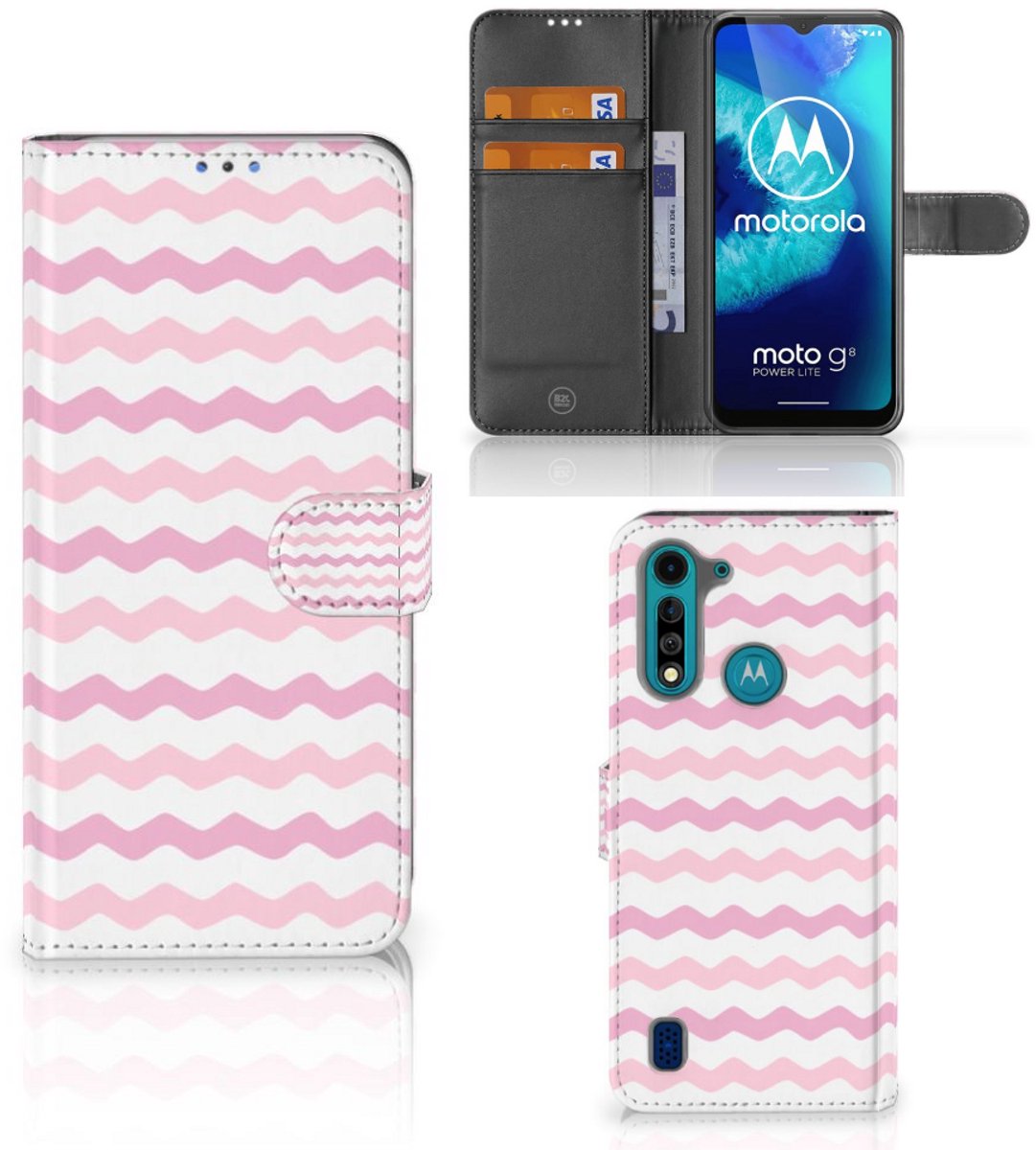 Motorola G8 Power Lite Telefoon Hoesje Waves Roze