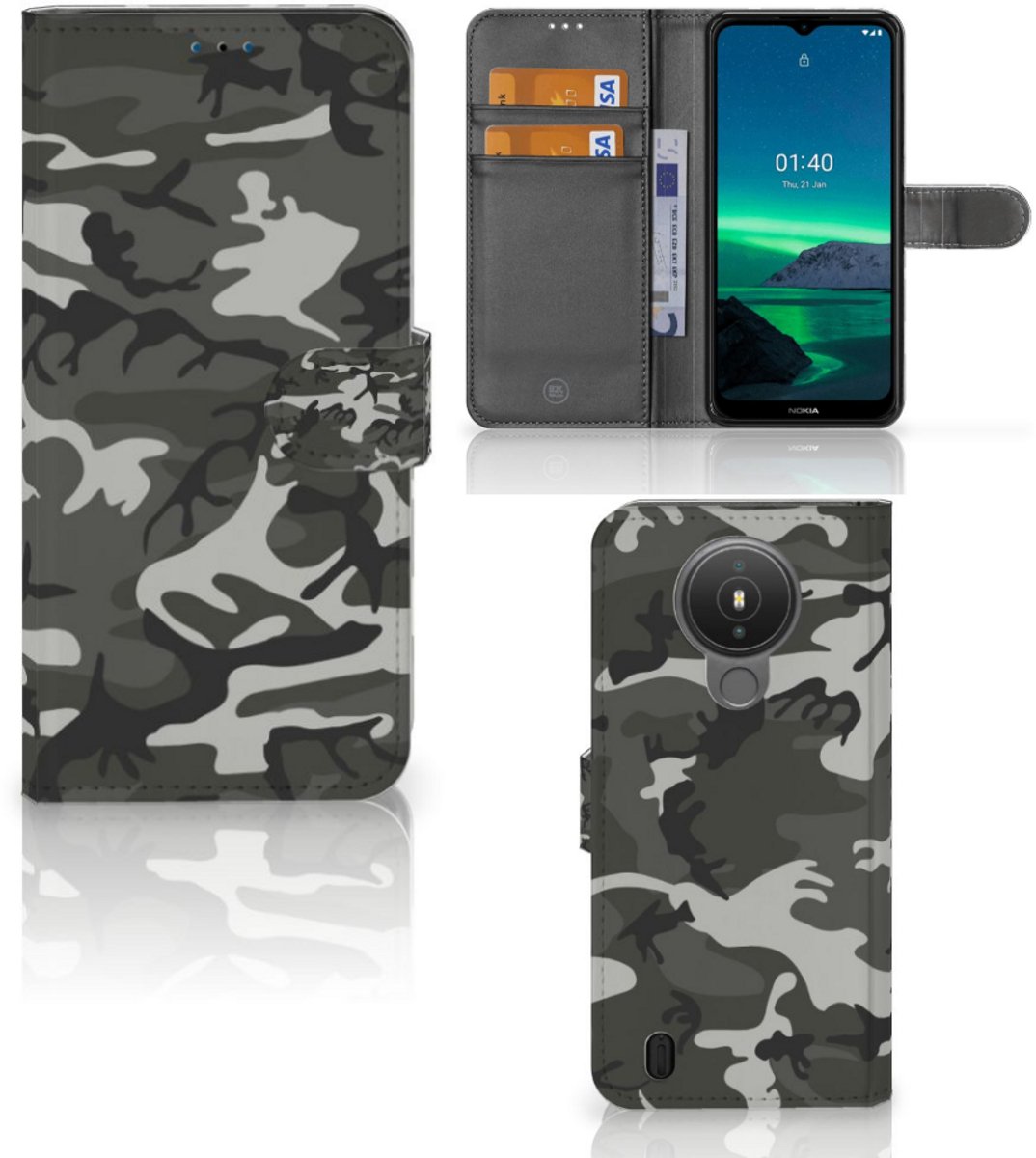 Nokia 1.4 Telefoon Hoesje Army Light