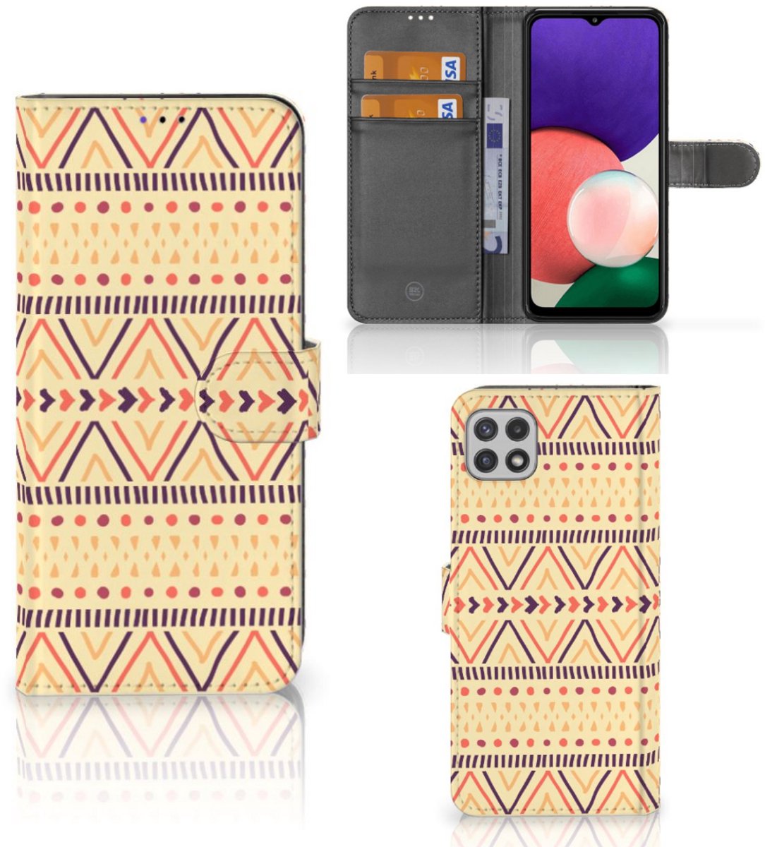 Samsung Galaxy A22 5G Telefoon Hoesje Aztec Yellow