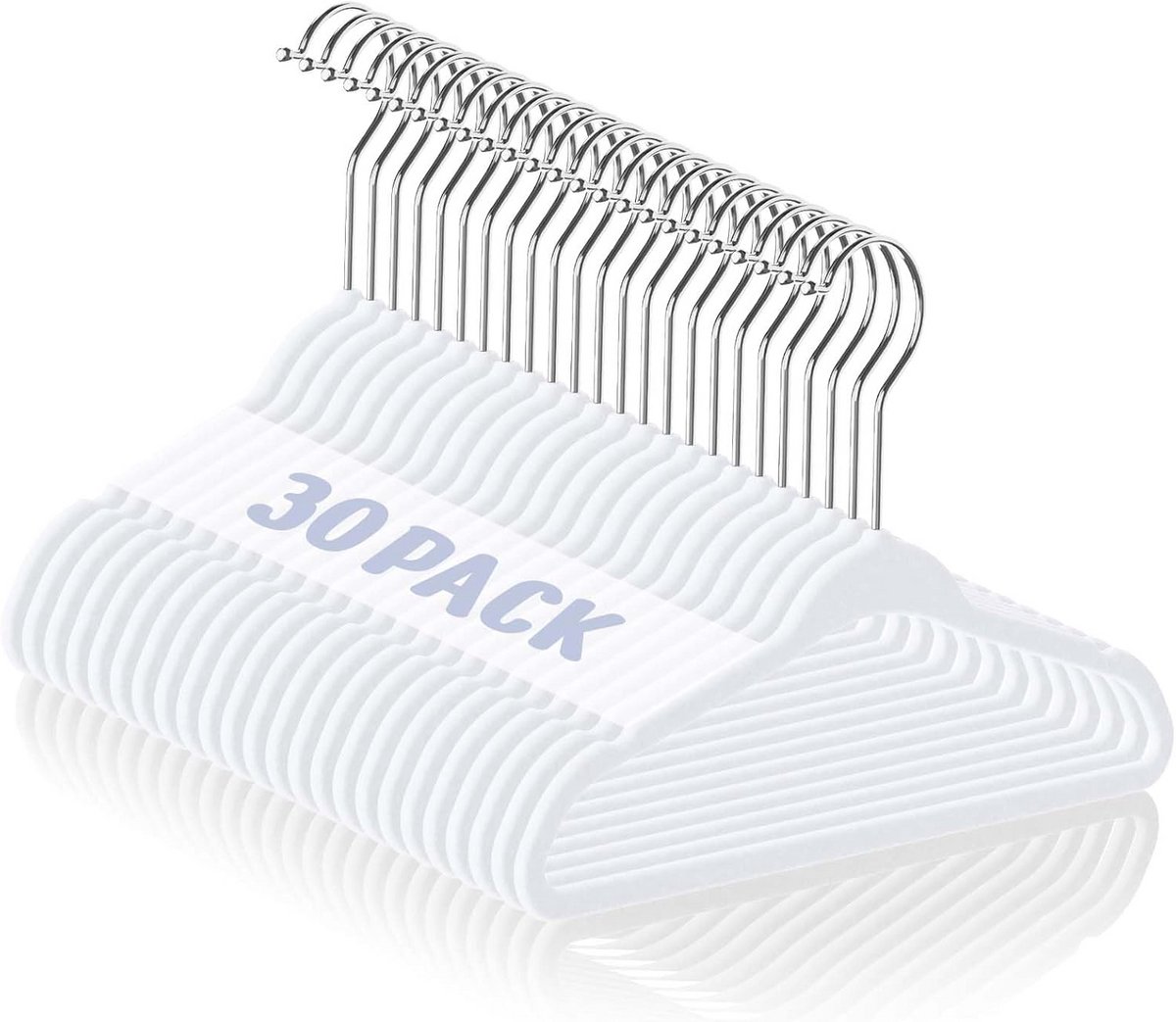 Set van 30 fluwelen kinderkleerhangers - ruimtebesparend en antislip voor kinderen