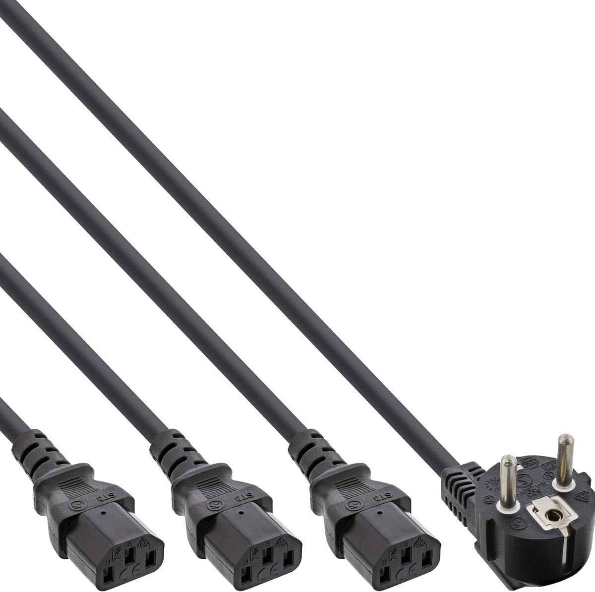 Net-Y-kabel met 3 Koudestekker Aansluitingen - 2m + 1/2/3m
