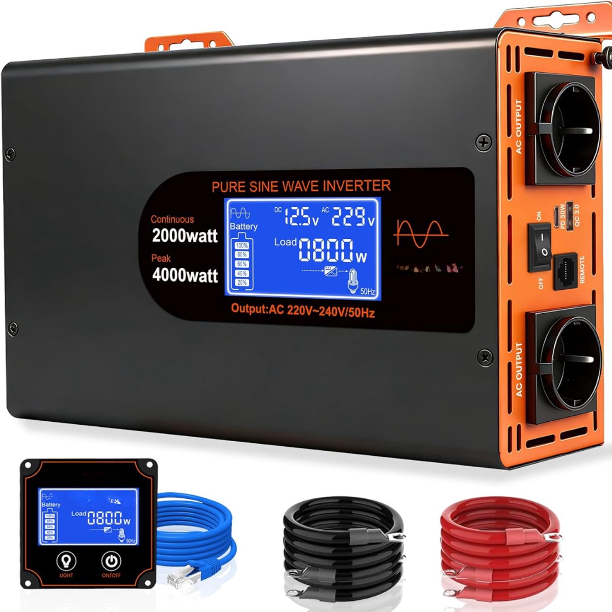 CLVP® Omvormer 12v 230v Zuivere Sinus - Spanningsomvormer