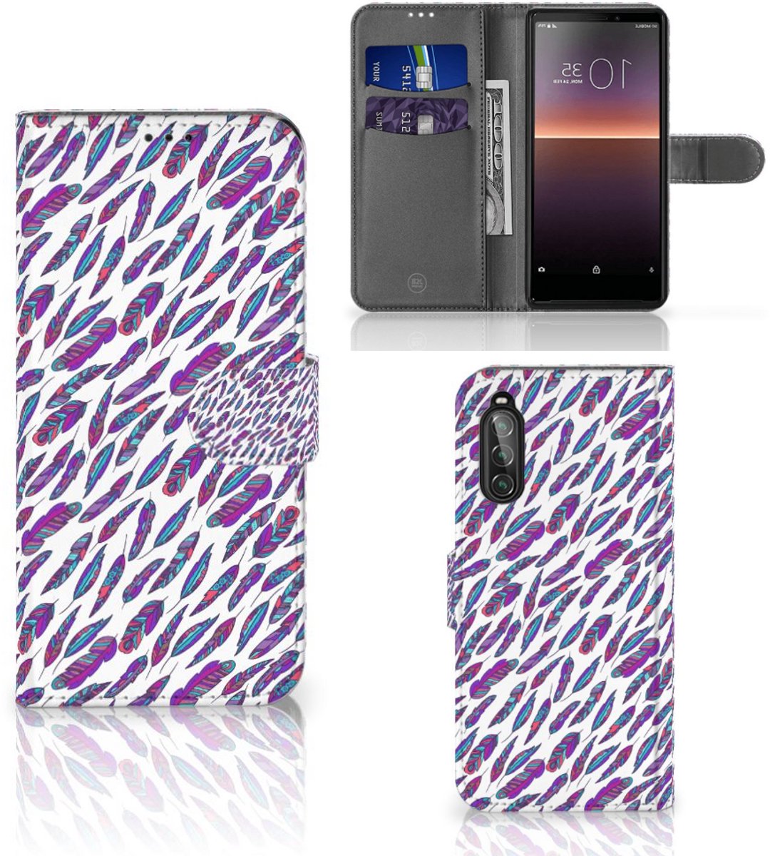 Sony Xperia 10 II Telefoon Hoesje Feathers Color