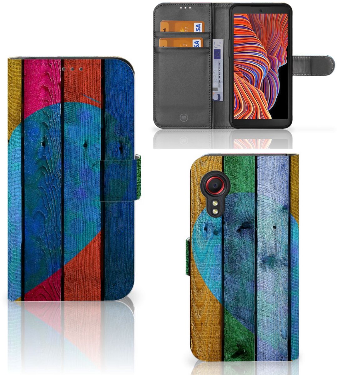 Samsung Galaxy Xcover 5 Book Style Case Wood Heart - Cadeau voor je Vriend