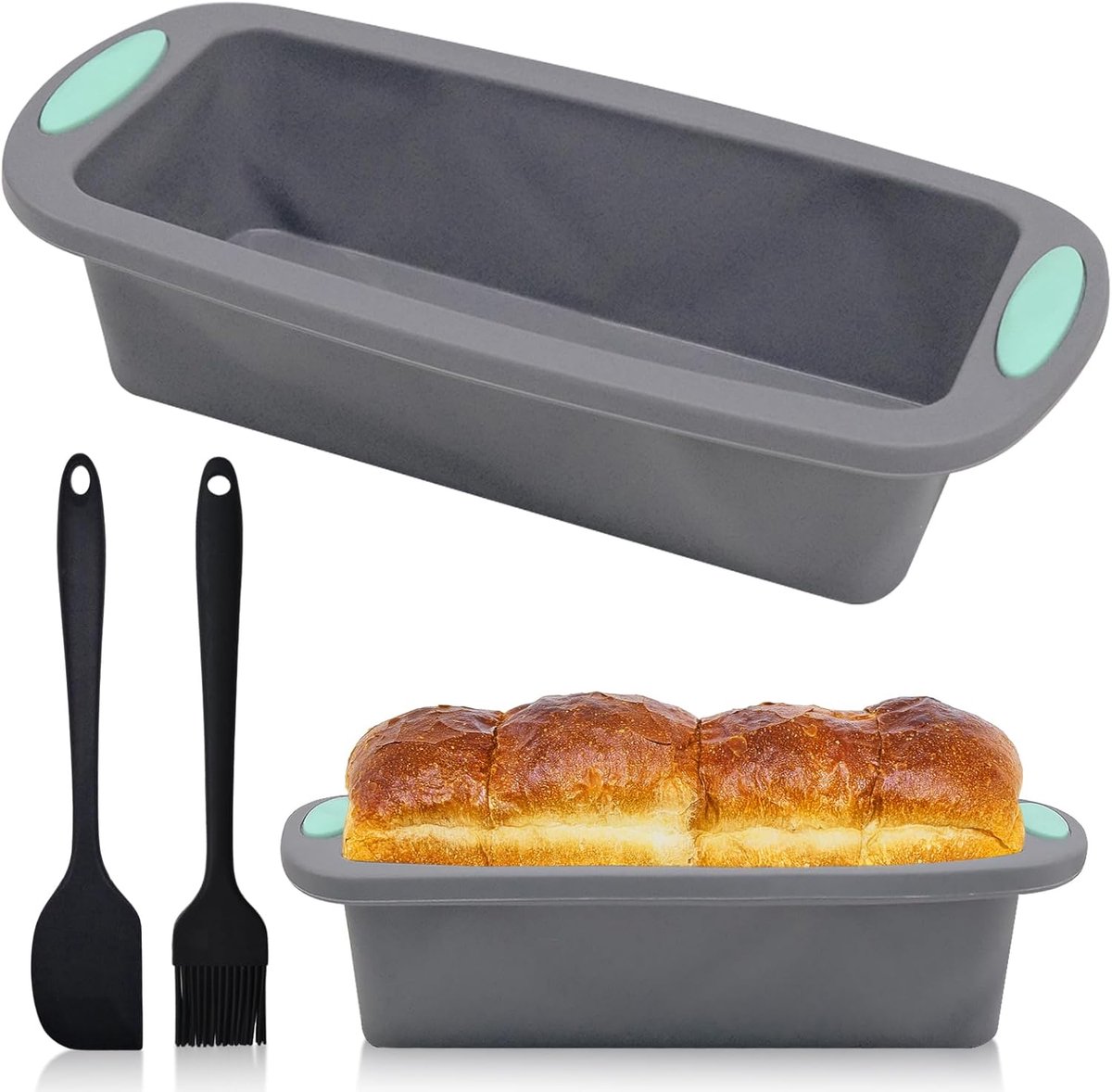 Siliconen broodbakvorm met borstels en spatels voor brood en cake