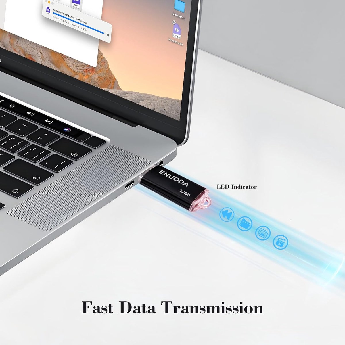USB Flash Drive 32GB 2-Pack - Geheugenstick met LED-Lampje voor Gegevensopslag