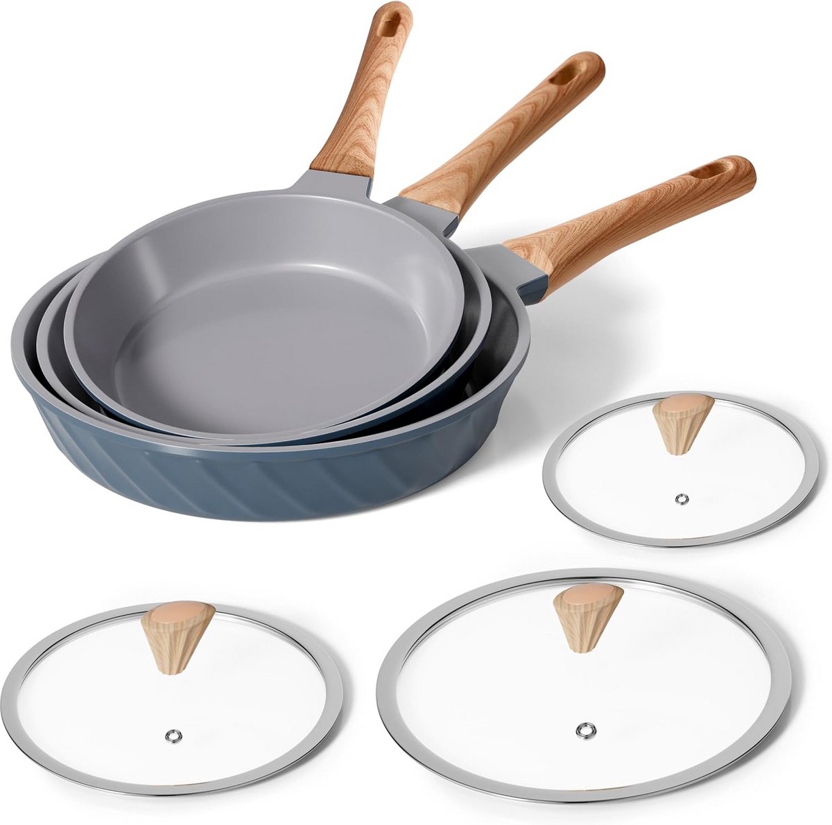 Keramische Antiaanbakpannen Set - Gezond Kookgerei 20 cm, 24 cm, 28 cm