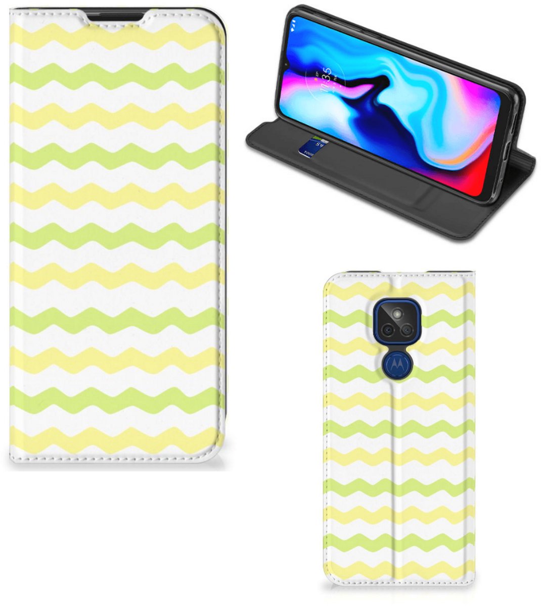 Motorola Moto G9 Play Hoesje met Magneet Waves Yellow