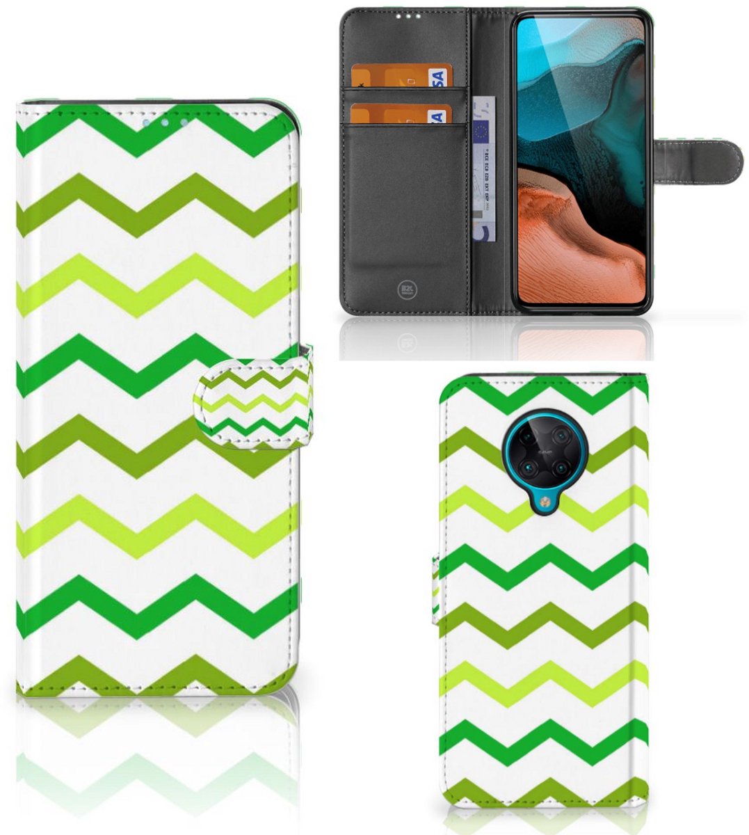 Xiaomi Poco F2 Pro Telefoon Hoesje Zigzag Groen