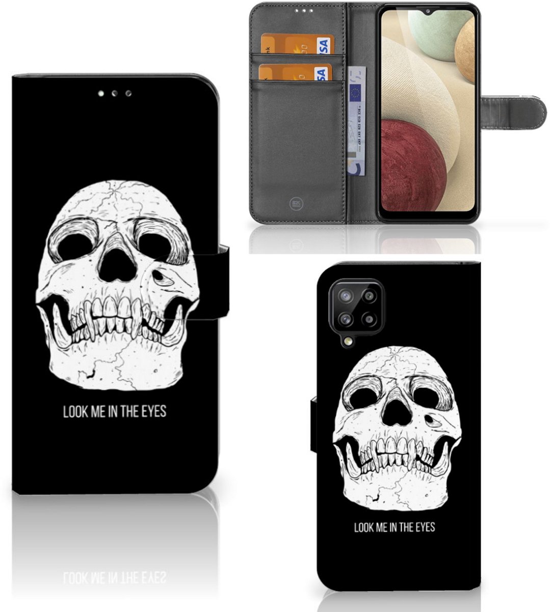 Telefoonhoesje met Naam Samsung Galaxy A12 Skull Eyes