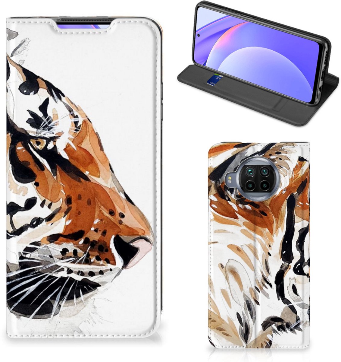Bookcase Xiaomi Mi 10T Lite Watercolor Tiger