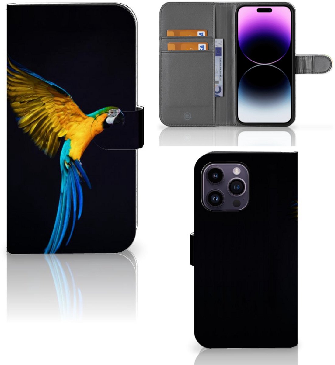 iPhone 15 Pro Max Telefoonhoesje met Pasjes Papegaai