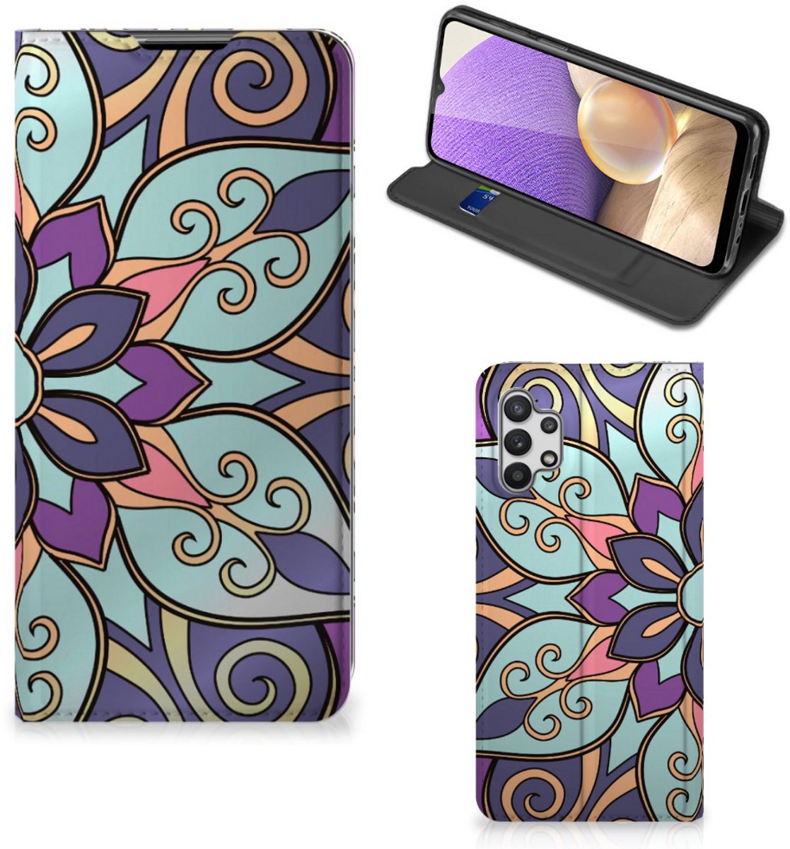 Samsung Galaxy A32 5G Smart Cover Purple Flower
