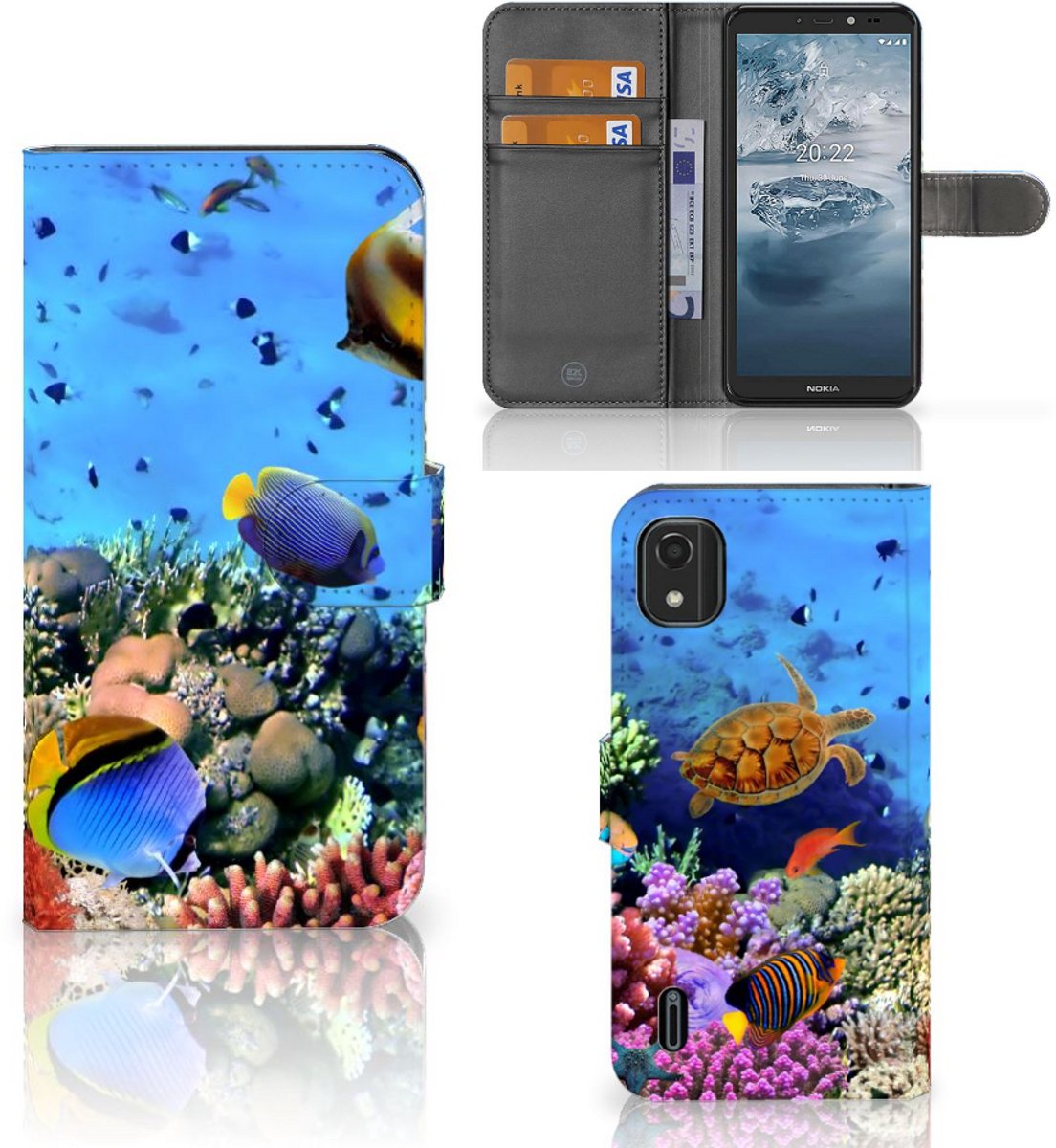 Nokia C2 2nd Edition Telefoonhoesje met Pasjes Vissen