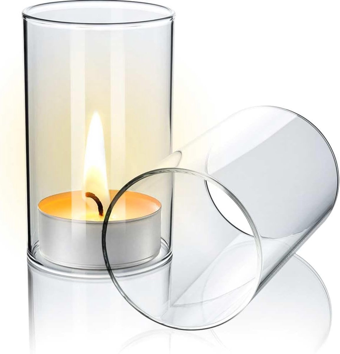 Windlichtglas voor Binnen en Buiten - Borosilicaatglas, 2 Stuks, 90 mm x 50 mm