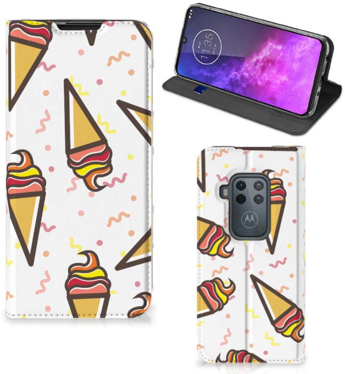 Motorola One Zoom Flip Style Cover Icecream