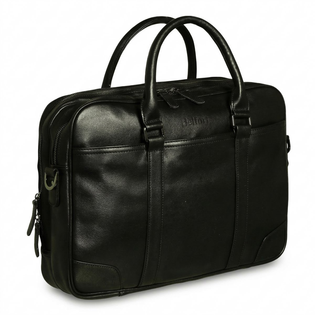 Bèlfort - Laptoptas - Zwart Leer - 16 inch - Aktetas Met Schouderband