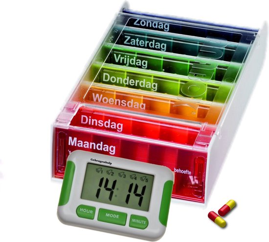 Geheugenhulp Anabox Weeklader – 7 dagen – 5 dagelijkse alarmen