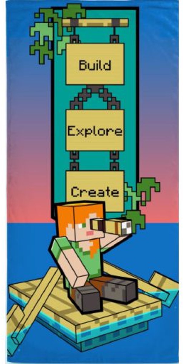 Minecraft Build badhanddoek, strandhanddoek 70x140cm