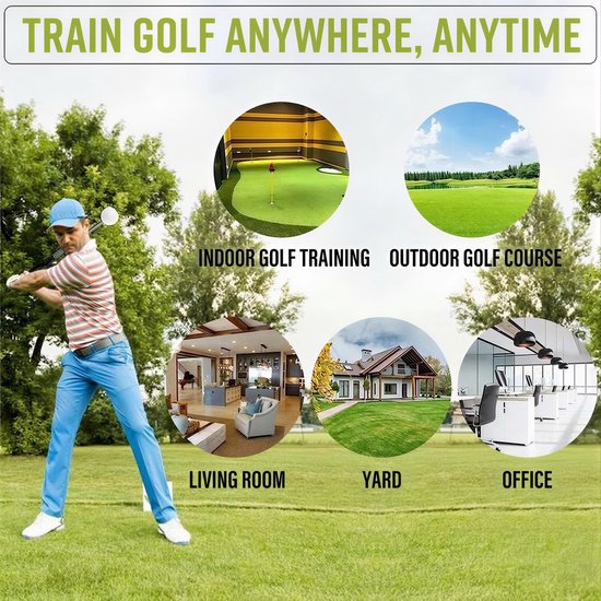 Stripe golf swing trainer, uitschuifbaar met click geluid 39 tot 66 cm van Merkloos — afbeelding 5