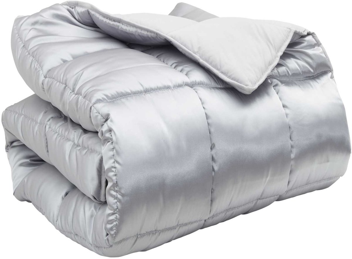 vidaXL - Winter - Duvet - Zilver - 155 - x - 220 - cm - Satijn - en - Microfiber