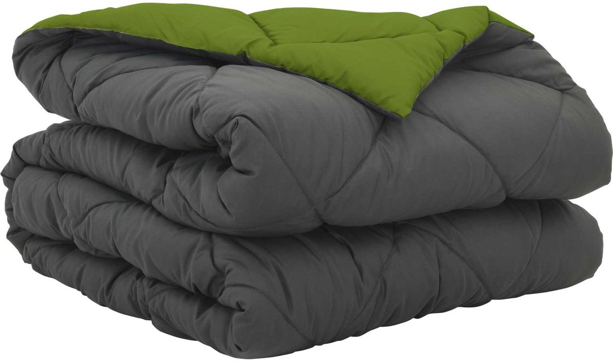 vidaXL - Zomer - Deken - Groen - en - Antraciet - 200 - x - 155 - cm - Microvezel