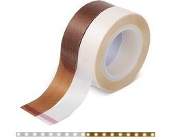 2 rollen Hittebestendige - LED-verduisteringstape - Tape 260°C - Hittebestendige Tape - LED verduisteringsband - PTFE Tape - voor LED Strip TV achtergrondverlichting keuken slaapkamer decoratie - 15mm x 10m - wit/Bruin