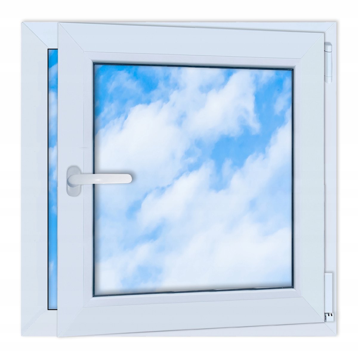 PVC-raam wit 70x70 RECHTS 700x700 mm draai-kiepraam met dubbel glas