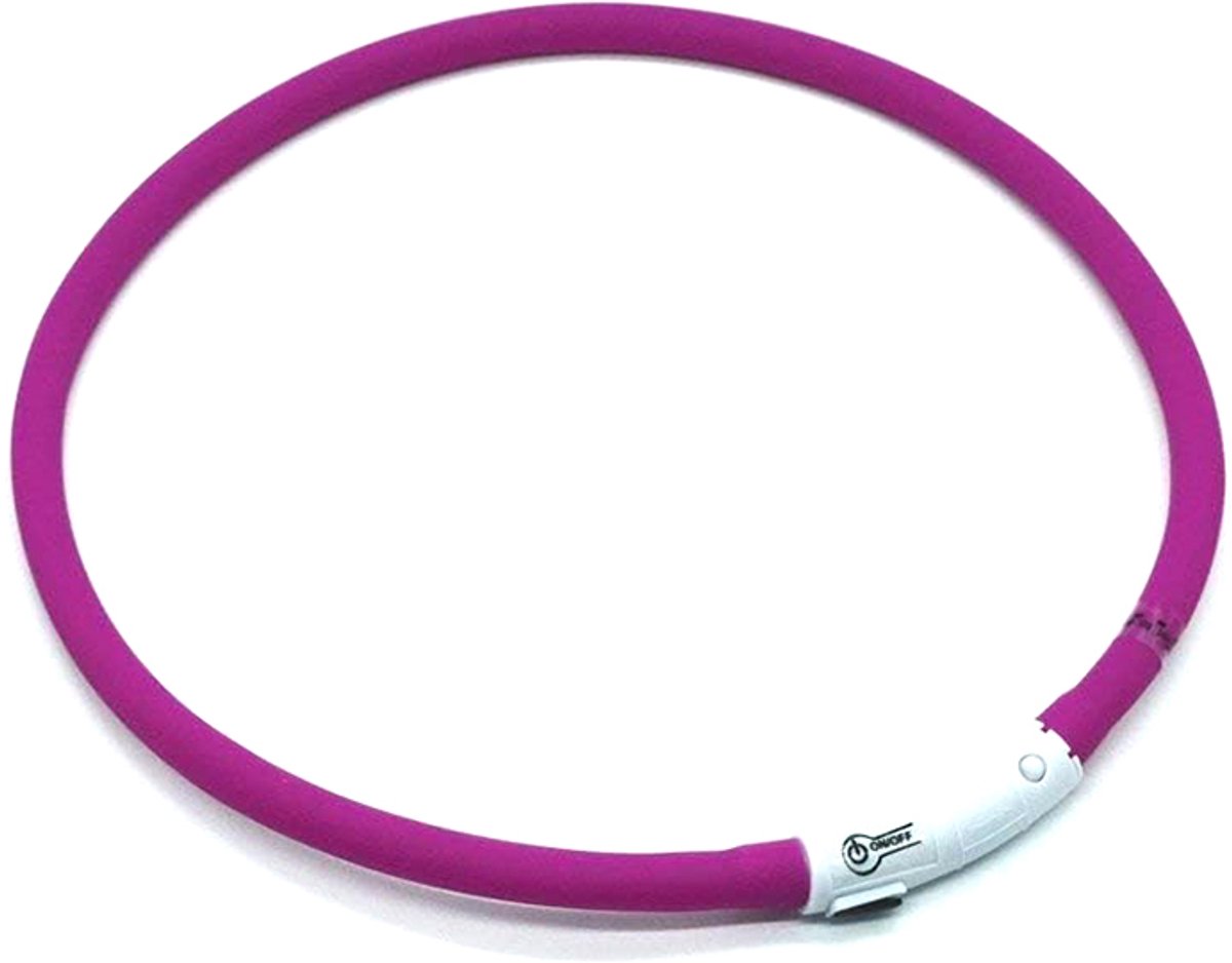 Oneay Oplaadbare LED-halsband voor honden via USB – Verstelbare veiligheidshalsband voor honden en katten – Met 3 lichtstanden en 12 lampjes – Roze