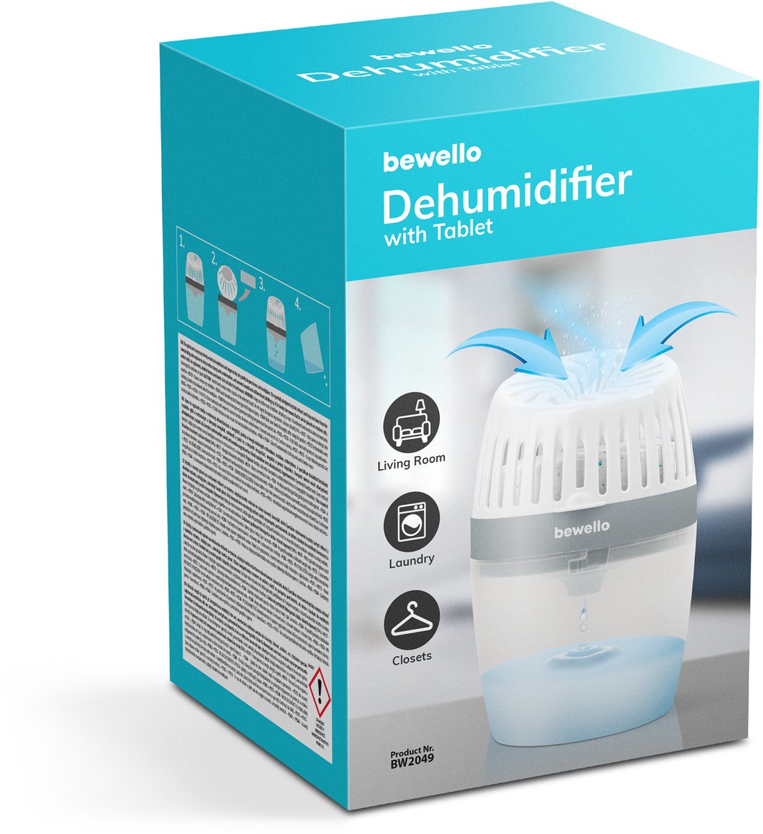 Vochtvanger met Navulling 450g – Luchtontvochtiger tegen Vocht & Schimmel – Calcium Chloride – Geurloos [BW2049]