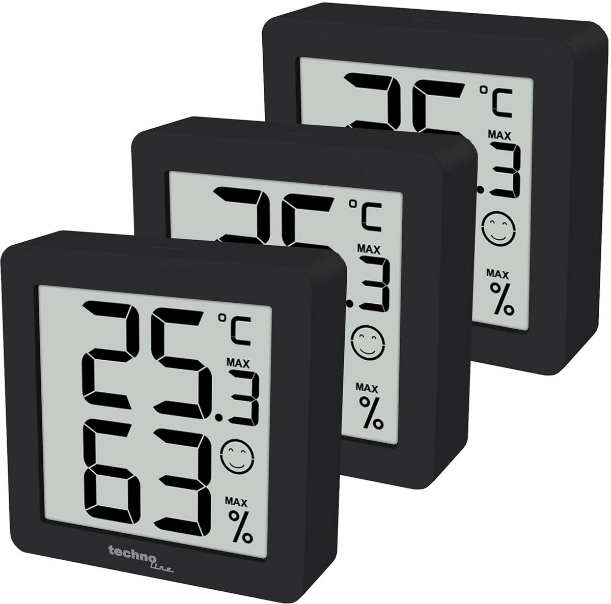 Set van 3 Digitale Mini Thermometer en Hygrometer voor Binnen - Temperatuur en Vochtigheid Meter met Magneet