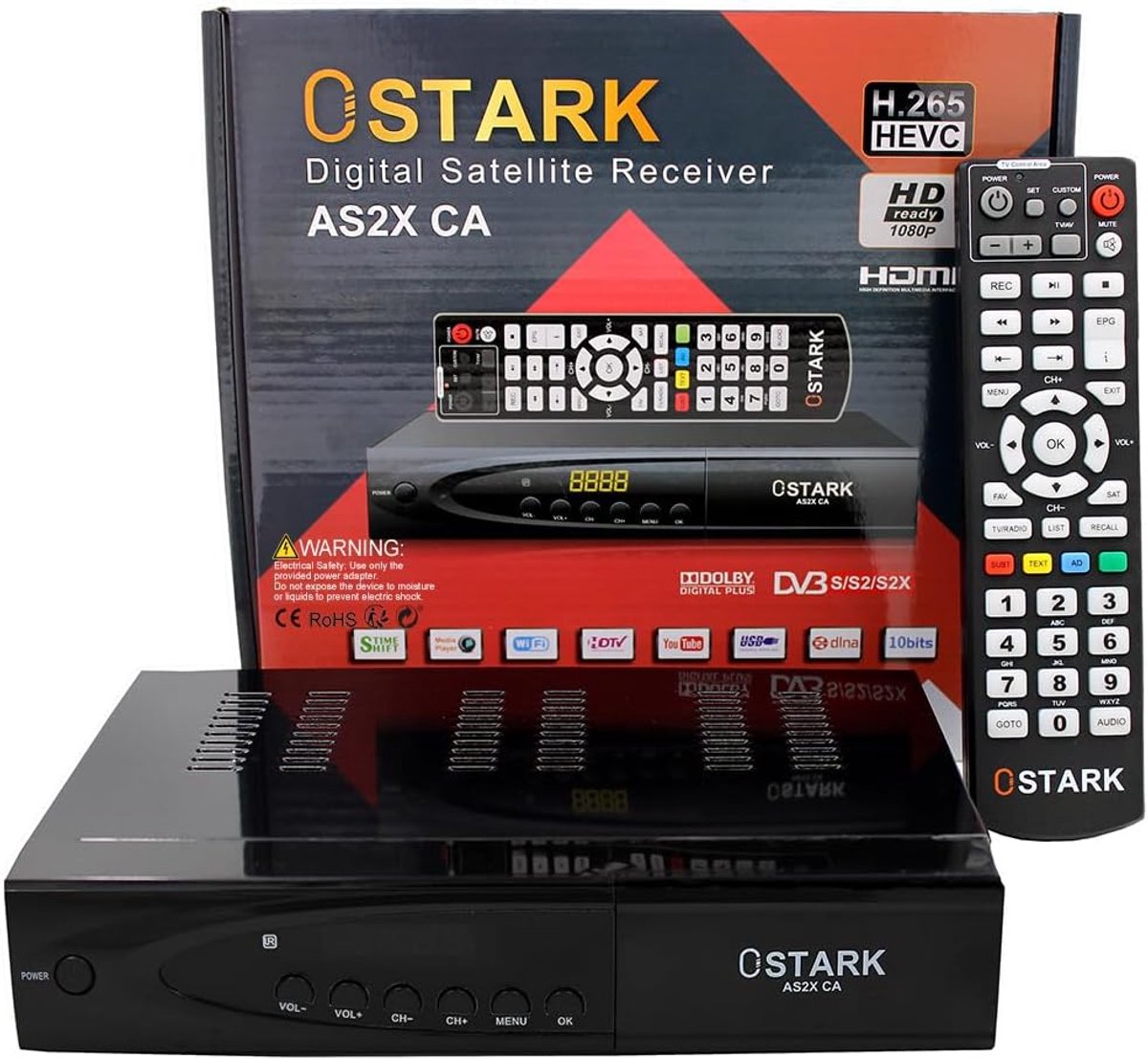 Digitale Satellietontvanger DVB-S2X FTA HD 1080P met USB WiFi en LAN Aansluiting