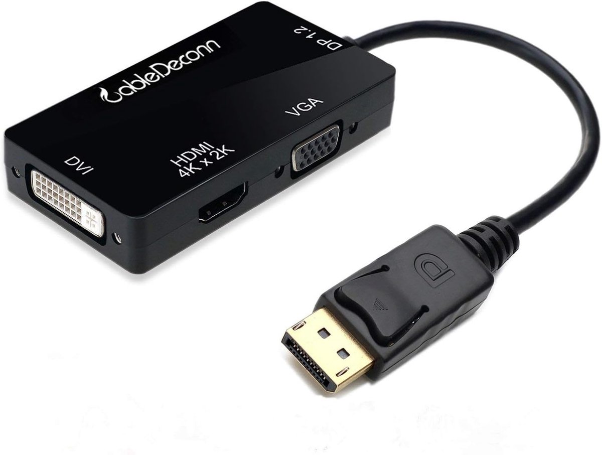 3-in-1 DisplayPort naar HDMI, DVI en VGA Adapter 4K Ondersteuning