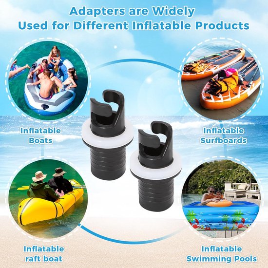 Universele Rubberboot Ventiel Adapter voor SUP, Kayak en Luchtbedden - Zwart van Merkloos — afbeelding 2