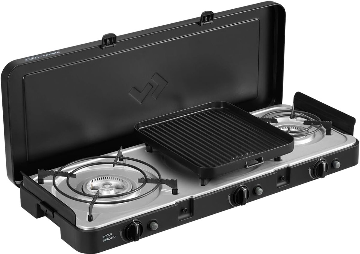 Draagbare Gasbarbecue RVS - 3 Pitten - Inclusief Beschermhoes - Camping en Buitenreizen