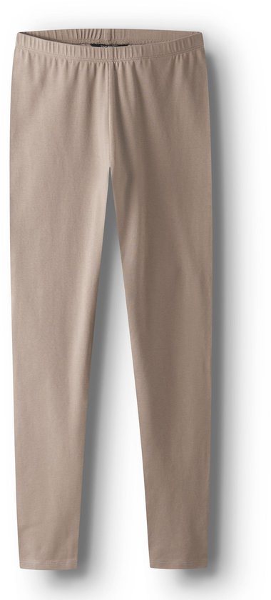 Taupe legging met elastische tailleband.
