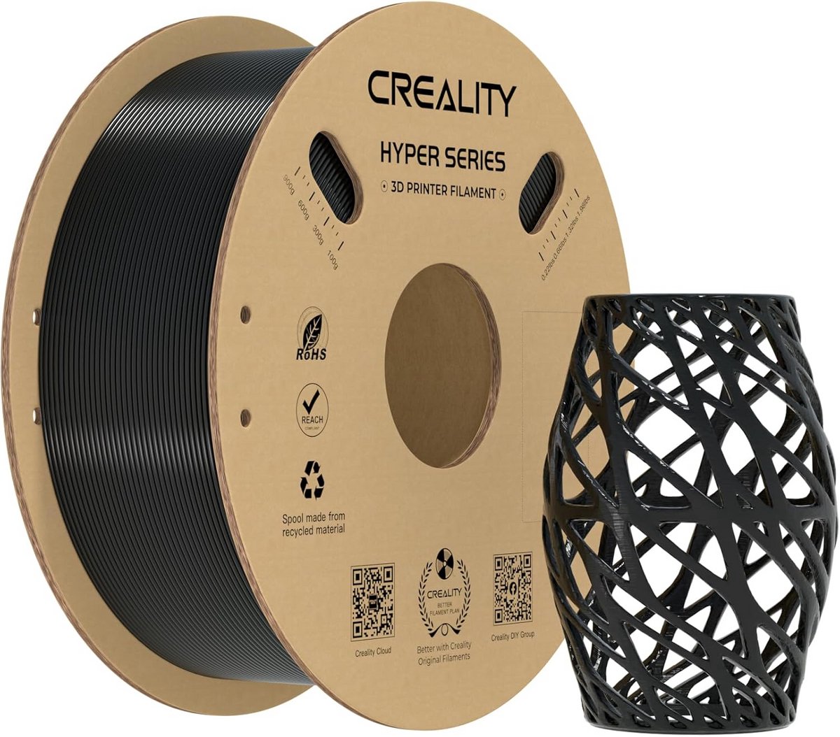 Hyper PETG Filament 1.75mm voor 3D Printers - Hoge Snelheid Zwart