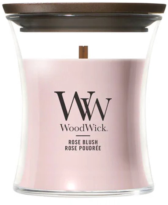 WoodWick Hourglass - Rose Blush - Mini Geurkaars - Tot 30 branduren | bol